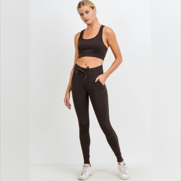 Skinny Cargo Moto Hybrid Joggers - Coffee - Picture 7 of 8